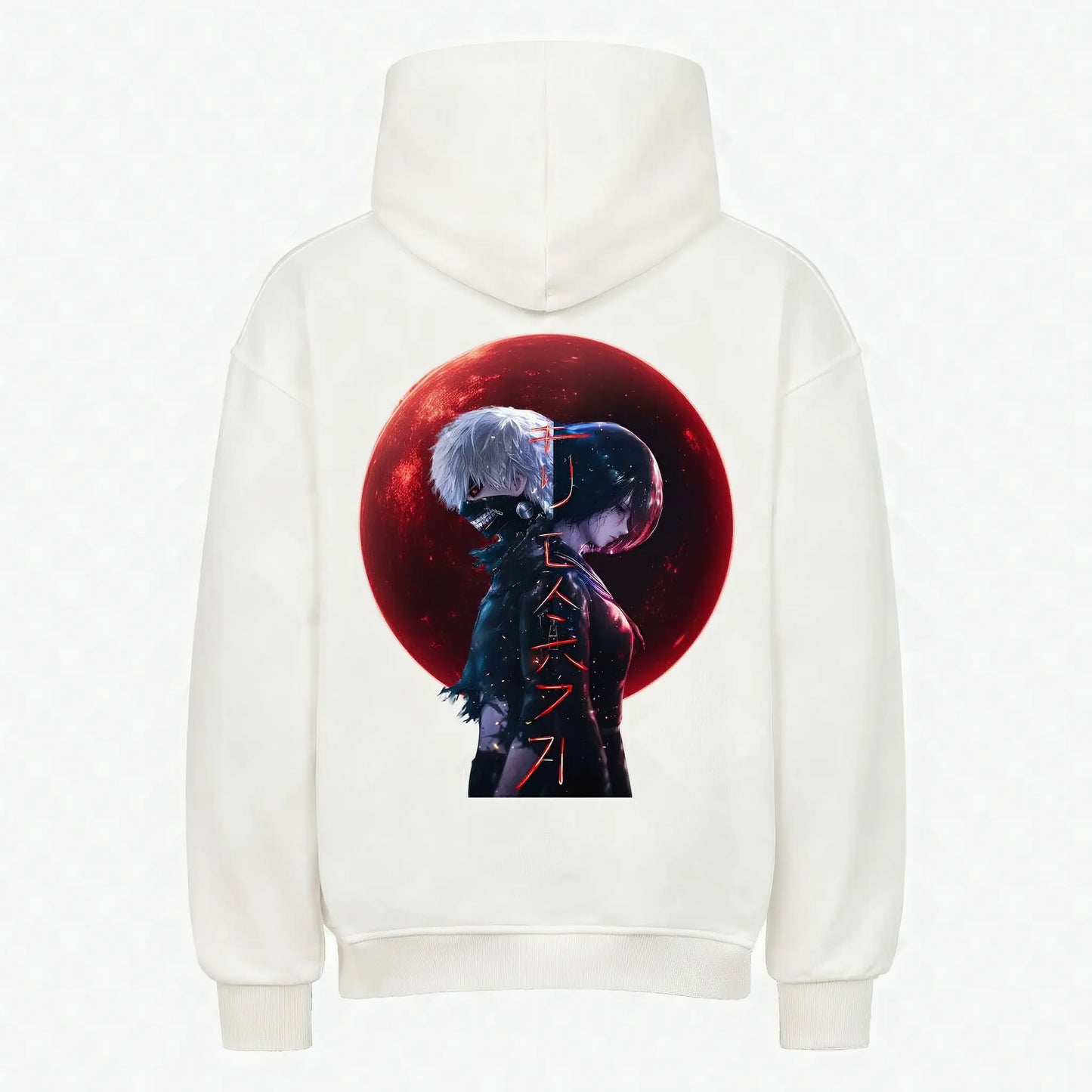 Mask and Claw Hoodie Weiß – Anime Streetwear Produktansicht Rückseite