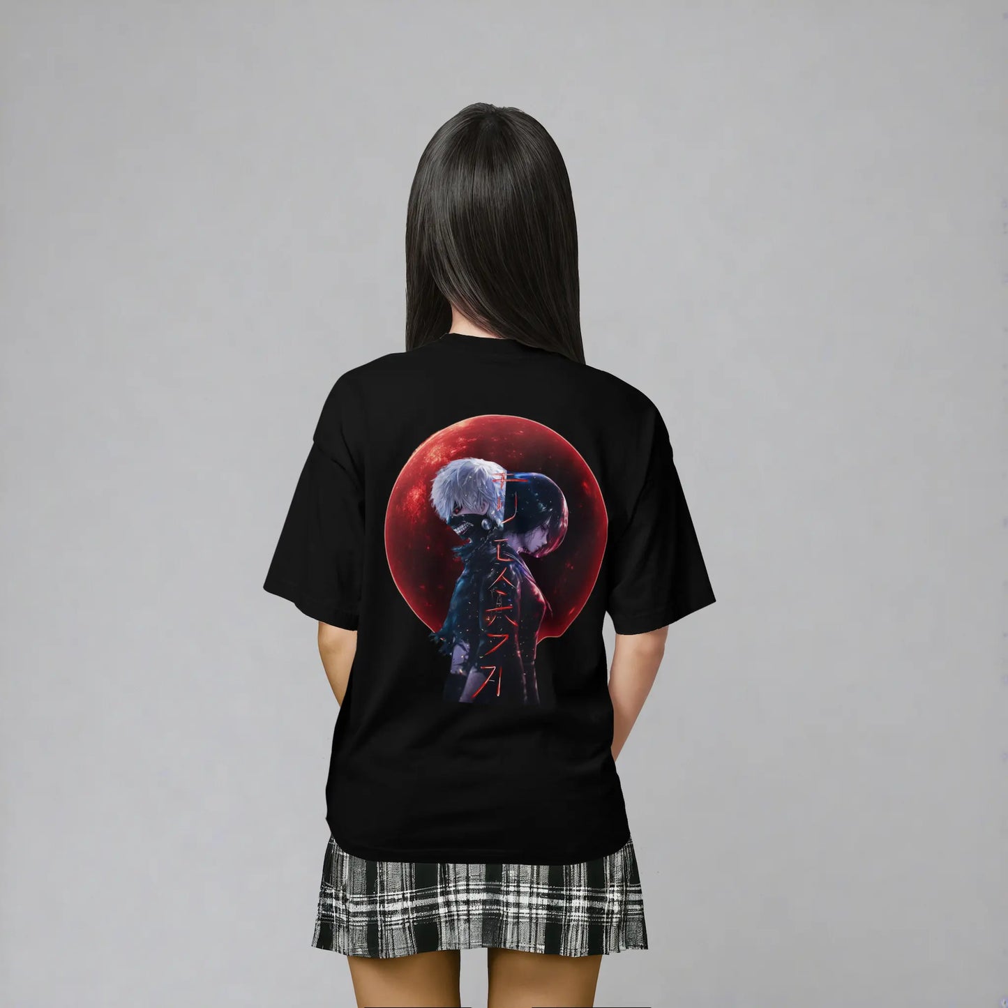 Model Rückansicht Mask & Claw T-Shirt Schwarz – Tokyo Ghoul Anime Streetwear