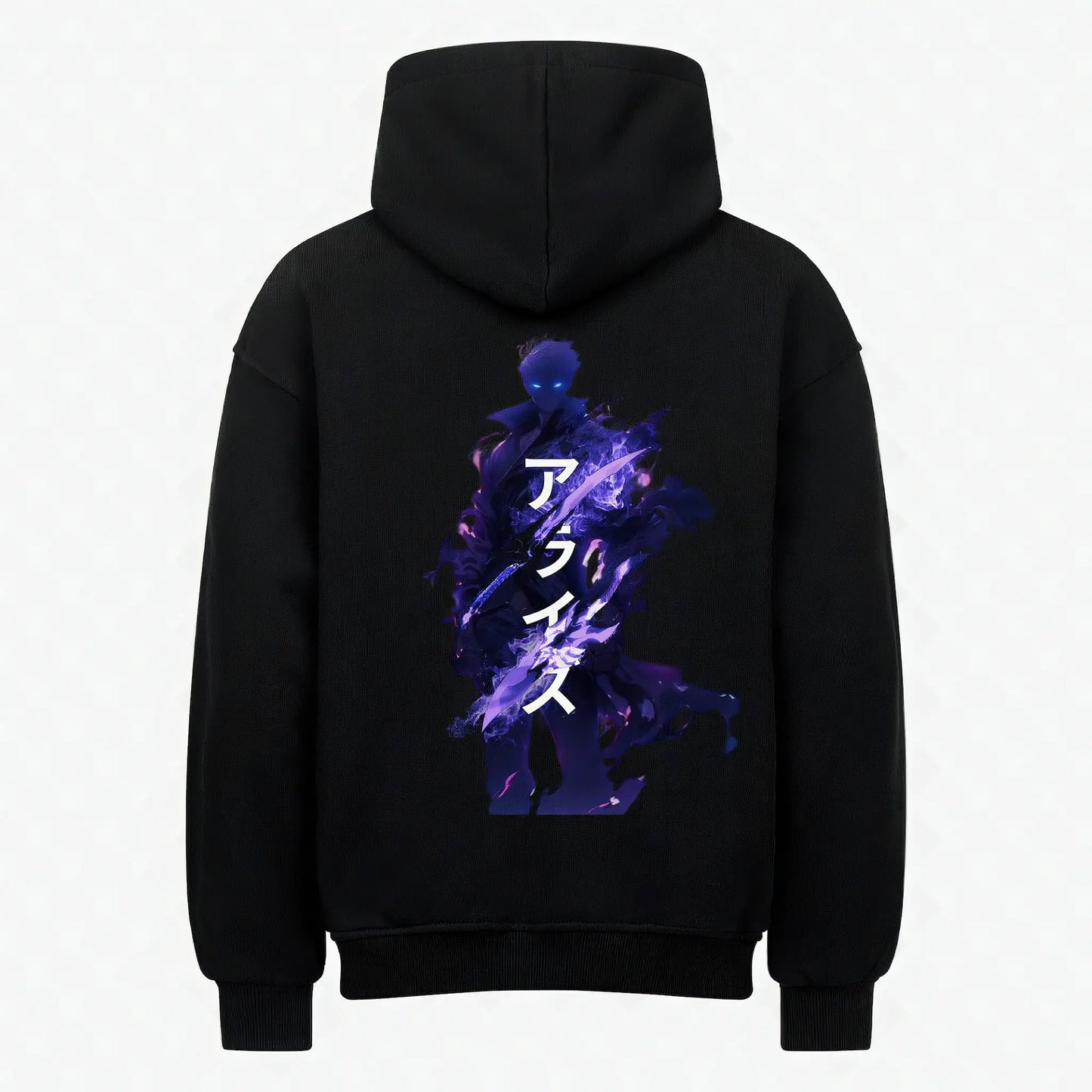 Shadow Ascend Hoodie Schwarz – Anime Streetwear Produktansicht Rückseite