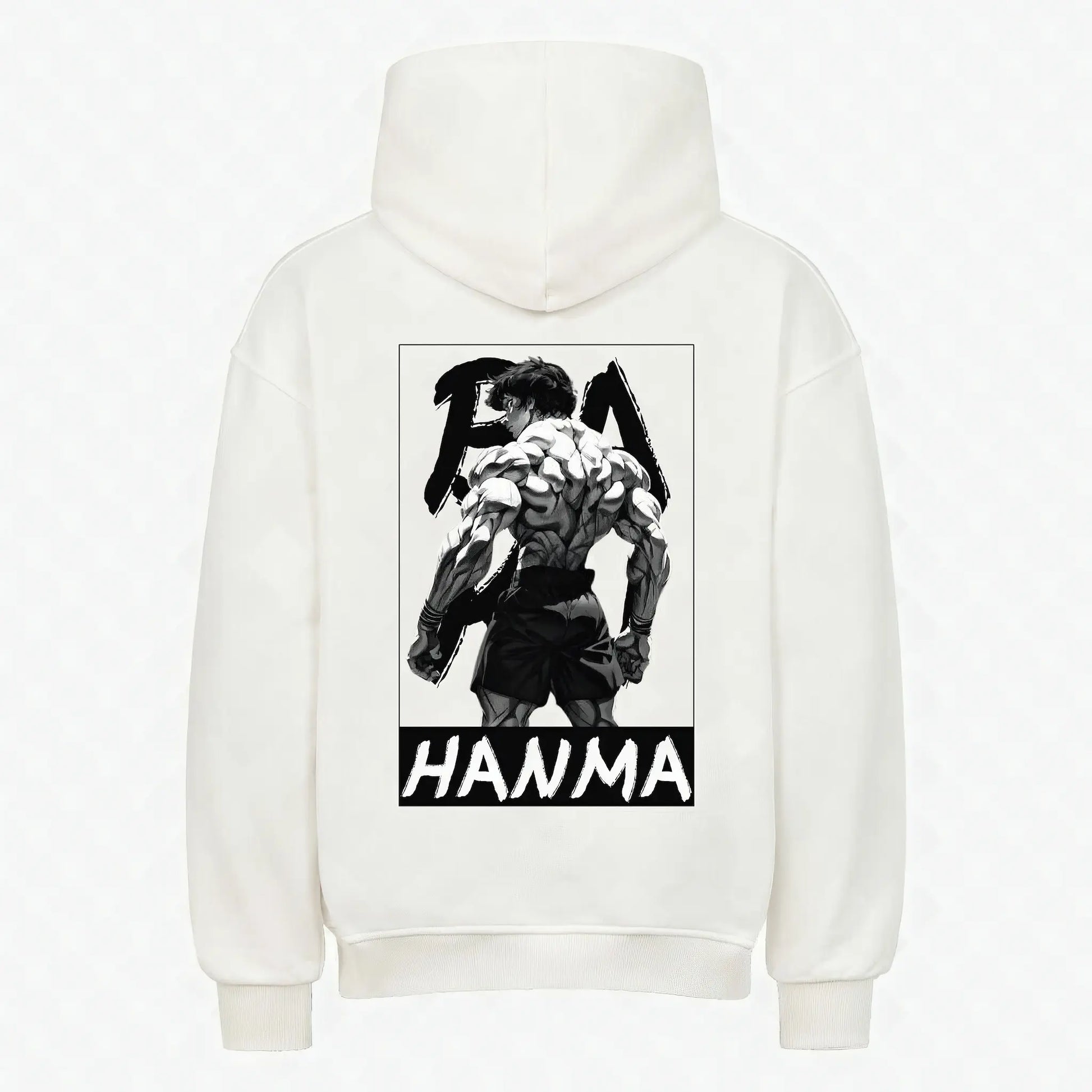 Demon Back Hoodie Weiß – Anime Streetwear Produktansicht Rückseite
