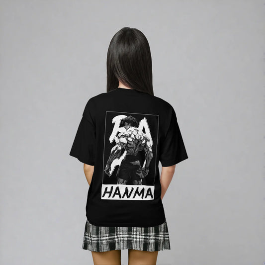 Model Rückansicht Demon Back T-Shirt Schwarz – Baki Hanma Anime Streetwear
