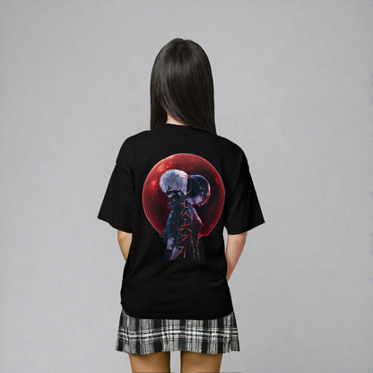 Model Rückansicht Mask & Claw T-Shirt Schwarz – Tokyo Ghoul Anime Streetwear