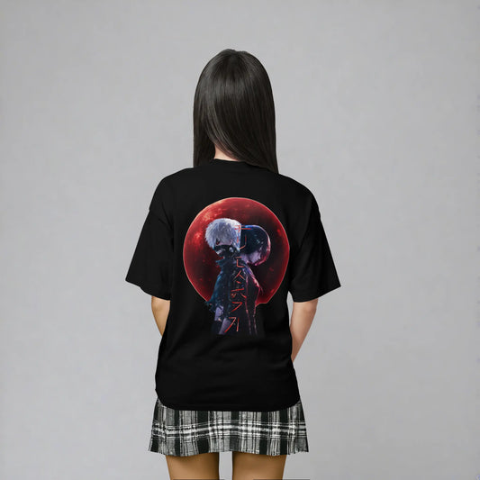 Model Rückansicht Mask & Claw T-Shirt Schwarz – Tokyo Ghoul Anime Streetwear